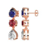 Pear Drop Three-Stone Dangling Earrings