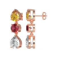 Pear Drop Three-Stone Dangling Earrings