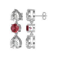 Pear Drop Three-Stone Dangling Earrings