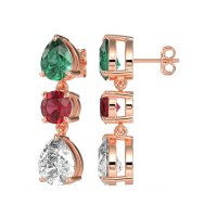 Pear Drop Three-Stone Dangling Earrings