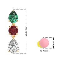 Pear Drop Three-Stone Dangling Earrings