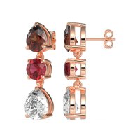 Pear Drop Three-Stone Dangling Earrings