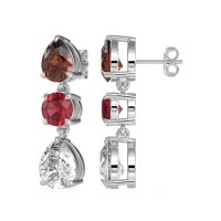 Pear Drop Three-Stone Dangling Earrings