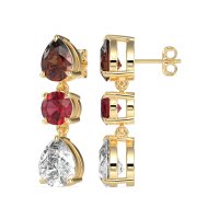 Pear Drop Three-Stone Dangling Earrings