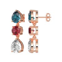 Pear Drop Three-Stone Dangling Earrings