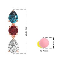 Pear Drop Three-Stone Dangling Earrings