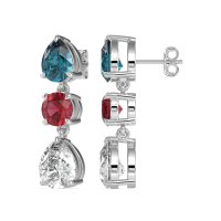 Pear Drop Three-Stone Dangling Earrings