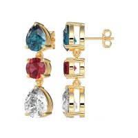 Pear Drop Three-Stone Dangling Earrings