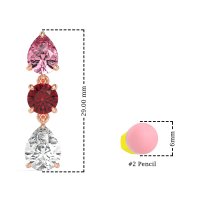 Pear Drop Three-Stone Dangling Earrings