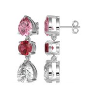 Pear Drop Three-Stone Dangling Earrings
