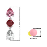 Pear Drop Three-Stone Dangling Earrings