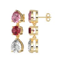 Pear Drop Three-Stone Dangling Earrings
