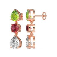 Pear Drop Three-Stone Dangling Earrings