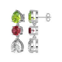 Pear Drop Three-Stone Dangling Earrings