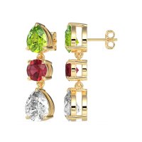 Pear Drop Three-Stone Dangling Earrings