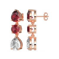 Pear Drop Three-Stone Dangling Earrings