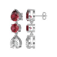 Pear Drop Three-Stone Dangling Earrings