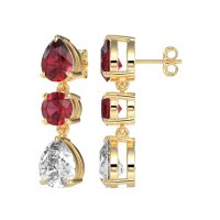 Pear Drop Three-Stone Dangling Earrings