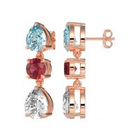 Pear Drop Three-Stone Dangling Earrings