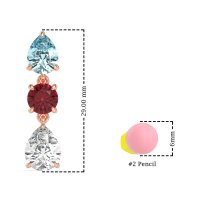 Pear Drop Three-Stone Dangling Earrings