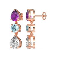 Pear Drop Three-Stone Dangling Earrings