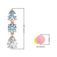 Pear Drop Three-Stone Dangling Earrings