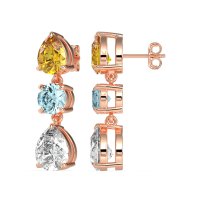 Pear Drop Three-Stone Dangling Earrings