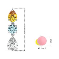 Pear Drop Three-Stone Dangling Earrings