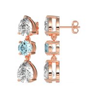 Pear Drop Three-Stone Dangling Earrings