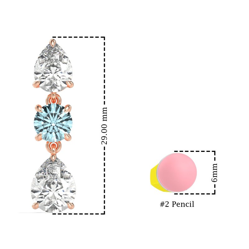 Pear Drop Three-Stone Dangling Earrings