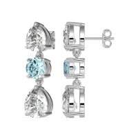 Pear Drop Three-Stone Dangling Earrings