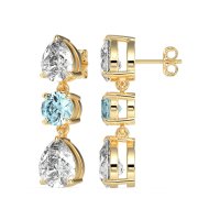Pear Drop Three-Stone Dangling Earrings
