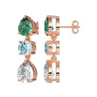Pear Drop Three-Stone Dangling Earrings