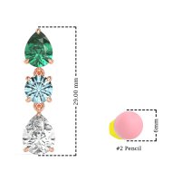 Pear Drop Three-Stone Dangling Earrings