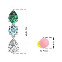 Pear Drop Three-Stone Dangling Earrings