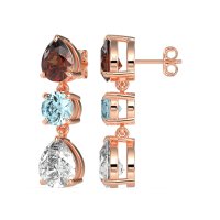 Pear Drop Three-Stone Dangling Earrings