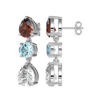 Pear Drop Three-Stone Dangling Earrings