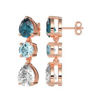 Pear Drop Three-Stone Dangling Earrings