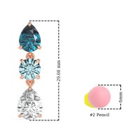 Pear Drop Three-Stone Dangling Earrings