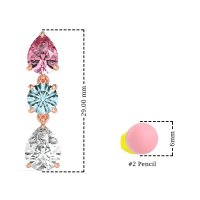 Pear Drop Three-Stone Dangling Earrings