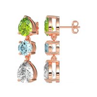 Pear Drop Three-Stone Dangling Earrings