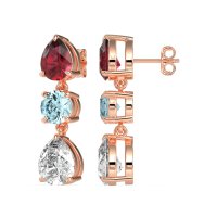 Pear Drop Three-Stone Dangling Earrings