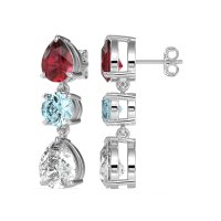 Pear Drop Three-Stone Dangling Earrings
