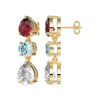Pear Drop Three-Stone Dangling Earrings