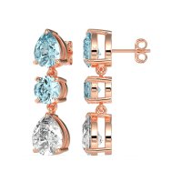 Pear Drop Three-Stone Dangling Earrings