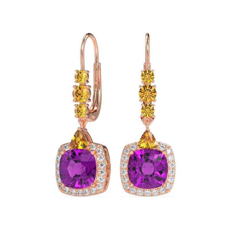 Art-Deco Halo Dangling Hook Earrings