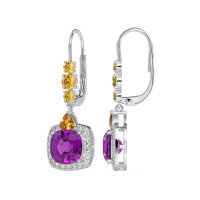 Art-Deco Halo Dangling Hook Earrings