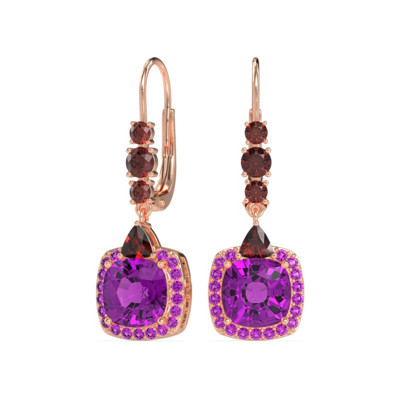 Art-Deco Halo Dangling Hook Earrings