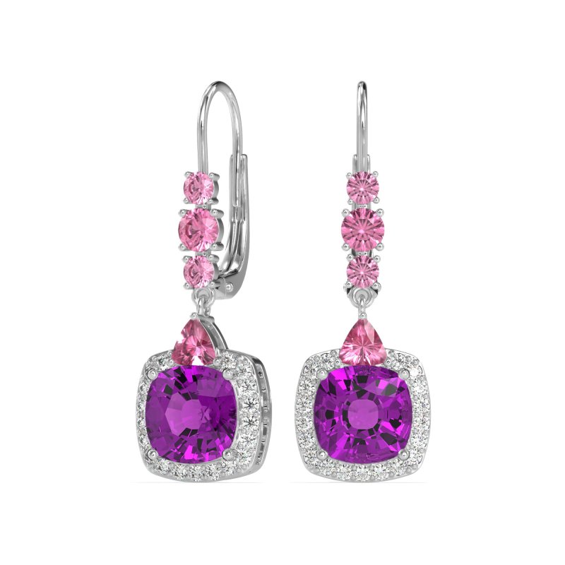 Art-Deco Halo Dangling Hook Earrings