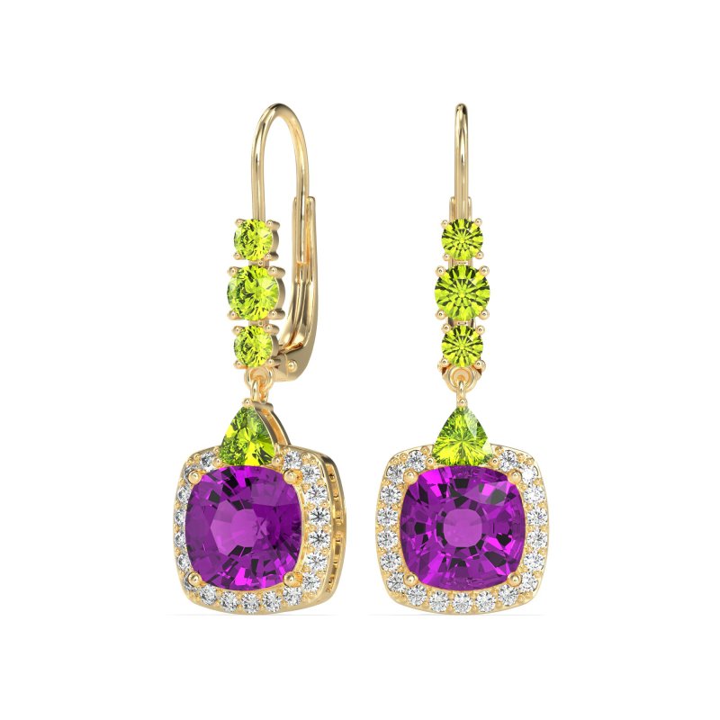 Art-Deco Halo Dangling Hook Earrings